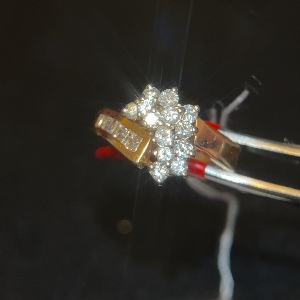 14k Diamond Cluster Ring - Picture 4 of 15